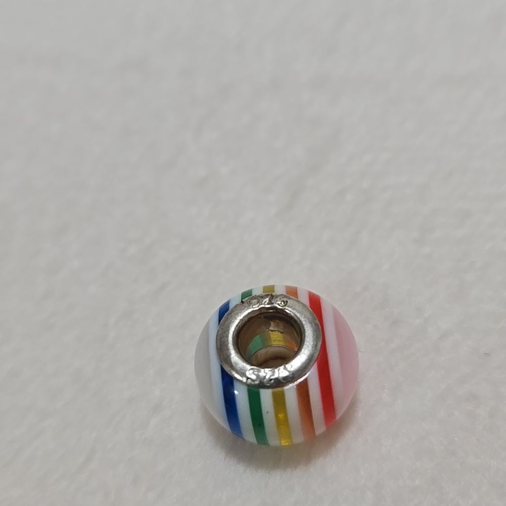 Rainbow Striped 925 Charm Beads - Picture 3 of 4